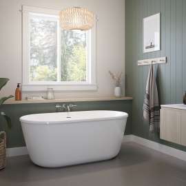 Griffin 5829 AcrylX Freestanding Center Drain Bathtub in White with White Skirt