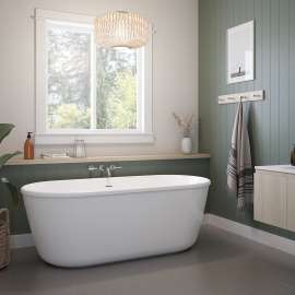 Griffin 6429 AcrylX Freestanding Center Drain Bathtub in White with White Skirt