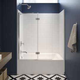 6032STT 60 x 33 AcrylX Alcove Left-Hand Drain One-Piece Tub Shower in White
