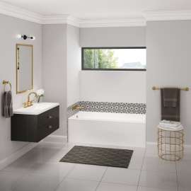 Bosca 6032 AFR Acrylic Alcove Left-Hand Drain Bathtub in White