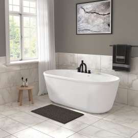 Eldora 5832 AcrylX Freestanding Center Drain Bathtub in White with White Skirt