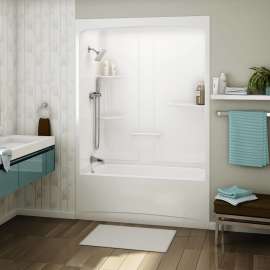 Allia TSR-6032 AFR Acrylic Alcove Left-Hand Drain Three-Piece Tub Shower in White