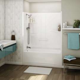 Allia TS-6032 AFR Acrylic Alcove Left-Hand Drain Two-Piece Tub Shower in White