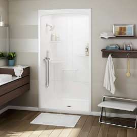 Allia SHR-4834 Acrylic Alcove Center Drain No Seat One-Piece Shower in White