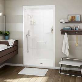 ALLIA SHR-4834 Acrylic Alcove Center Drain Three-Piece Shower in White