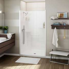 Allia SH-4834 Acrylic Alcove Center Drain No Seat One-Piece Shower in White