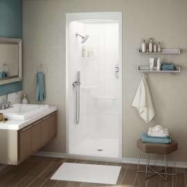 Allia SHR-3636 Acrylic Alcove Center Drain No Seat One-Piece Shower in White