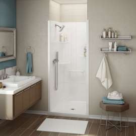 Allia SH-3636 Acrylic Alcove Center Drain No Seat One-Piece Shower in White