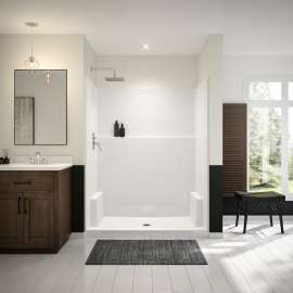 Icon SH6036X AFR AcrylX(TM) Alcove Center Drain One-Piece Shower in White