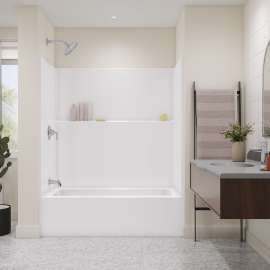 Icon TS6032X AFR AcrylX(TM) Alcove Left Hand Drain One-Piece Tub Shower in White