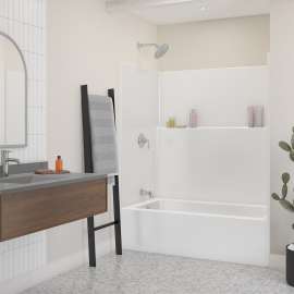 Icon TS6036X AFR Acrylx Alcove Left Hand Drain One-Piece Tub Shower in White