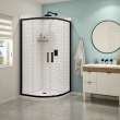 Kassia 38 x 38 Acrylic Center Drain Shower Kit in White with Clear glass in Matte Black