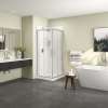 Roka 3232 Acrylic Corner Shower Base with Corner Drain in White