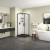 Roka 3232 Acrylic Corner Shower Base with Corner Drain in Black