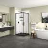 Roka 3636 Acrylic Corner Shower Base with Corner Drain in Black
