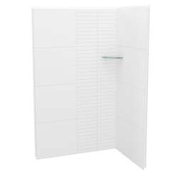 Utile 4832 Composite Direct-to-Stud Two-Piece Corner Shower Wall Kit in Erosion Bora White