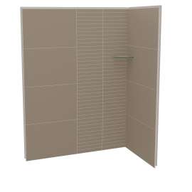 Utile 6032 Composite Direct-to-Stud Two-Piece Corner Shower Wall Kit in Erosion Taupe