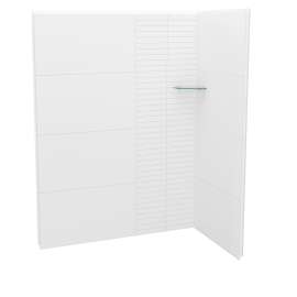 Utile 6032 Composite Direct-to-Stud Two-Piece Corner Shower Wall Kit in Erosion Bora White