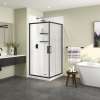 Scarlet 36 x 36 Acrylic Corner Drain Shower Kit in White with Clear Glass in Matte Black