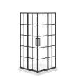 Scarlet 36 x 36 Acrylic Corner Drain Shower Kit in White with French Glass in Matte Black
