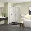 Scarlet 36 x 36 Acrylic Corner Drain Shower Kit in Black with Clear Glass in Chrome
