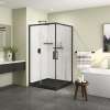 Scarlet 42 x 42 Acrylic Corner Drain Shower Kit in Black with Clear Glass in Matte Black