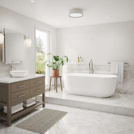 Malindi 67 x 30 Acrylic Freestanding Oval Center Drain Bathtub in White