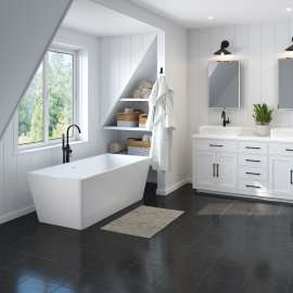Nakuru 67 x 31 Acrylic Freestanding Rectangular Center Drain Bathtub in White