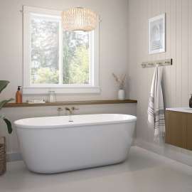 Golan 6429 AcrylX Freestanding Center Drain Bathtub in White with White Skirt