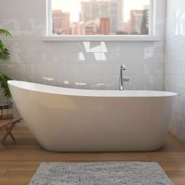 Soca 67 x 29 Acrylic Freestanding Slipper End Drain Bathtub in White