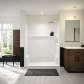 Icon SH6030 AcrylX(TM) Alcove Left Hand Drain One-Piece Shower in White
