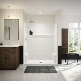 Icon SH6034X AFR AcrylX(TM) Alcove Center Drain One-Piece Shower in White