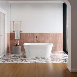Chorale 60 x 30 Acrylic Freestanding Center Drain Bathtub in White with White Skirt