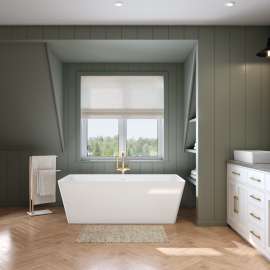 Nota 67 x 31 Acrylic Freestanding Center Drain Bathtub in White with White Skirt