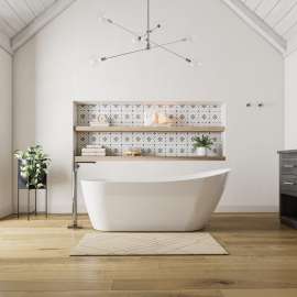 Sinfoni 67 x 29 Acrylic Freestanding End Drain Bathtub in White with White Skirt