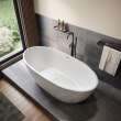 Fura Matte 6732 Acrylic Freestanding Center Drain Bathtub in Matte White