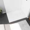 Stonea 4832 Solid Surface Universal Shower Base in White with End Drain