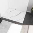 Stonea 4832 Solid Surface Universal Shower Base in White Marble with End Drain