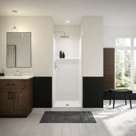 Icon SH3232X AFR AcrylX(TM) Alcove Center Drain One-Piece Shower in White