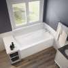 New Town 6032 IFS AFR Acrylic Alcove Right-Hand Drain Bathtub in White with Linear Overflow
