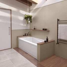 Exhibit 6032 IFS AFR Acrylic Alcove Left-Hand Drain Bathtub in White with Linear Overflow
