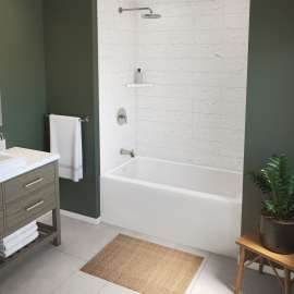 Rubix 6032 AFR Acrylic Alcove Left-Hand Drain Bathtub in White with Linear Overflow
