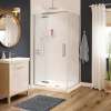 Link Curve Rectangular 42 x 34 x 75 in. 8mm Pivot Shower Door for Corner Installation with Clear glass in Chrome
