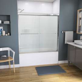 Kameleon 55-59 x 57 in. 6 mm Bypass Tub Door for Alcove Installation with Fluted glass in Chrome