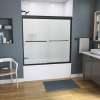 Kameleon 55-59 x 57 in. 6 mm Bypass Tub Door for Alcove Installation with Fluted glass in Matte Black
