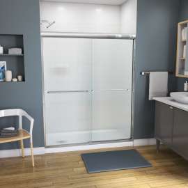 Kameleon 55-59 x 71 in. 6 mm Bypass Shower Door for Alcove Installation with Fluted glass in Chrome