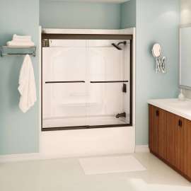 Kameleon SC 55-59 x 57 in. 8 mm Bypass Tub Door for Alcove Installation with Clear glass in Dark Bronze