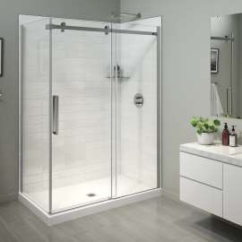 Halo Pro 60 x 32 x 78 3/4 in. 8mm Sliding Shower Door for Corner Installation with Clear glass in Chrome