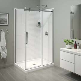 Halo Pro 48 x 36 x 78 3/4 in. 8mm Sliding Shower Door for Corner Installation with Clear glass in Chrome