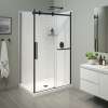 Halo Pro 48 x 36 x 78 3/4 in. 8mm Sliding Shower Door with Towel Bar for Corner Installation with Clear glass in Matte Black